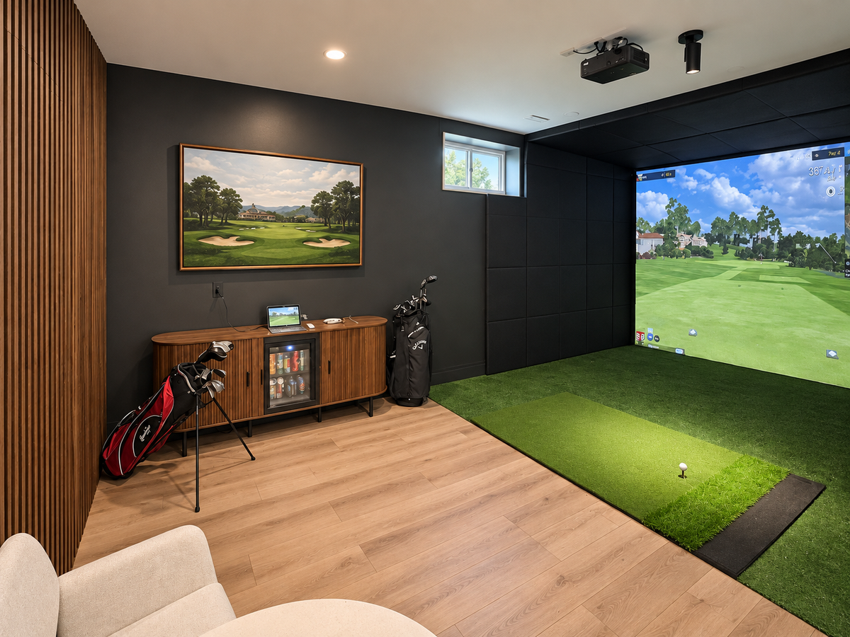 Completed Range Built Golf home simulator room